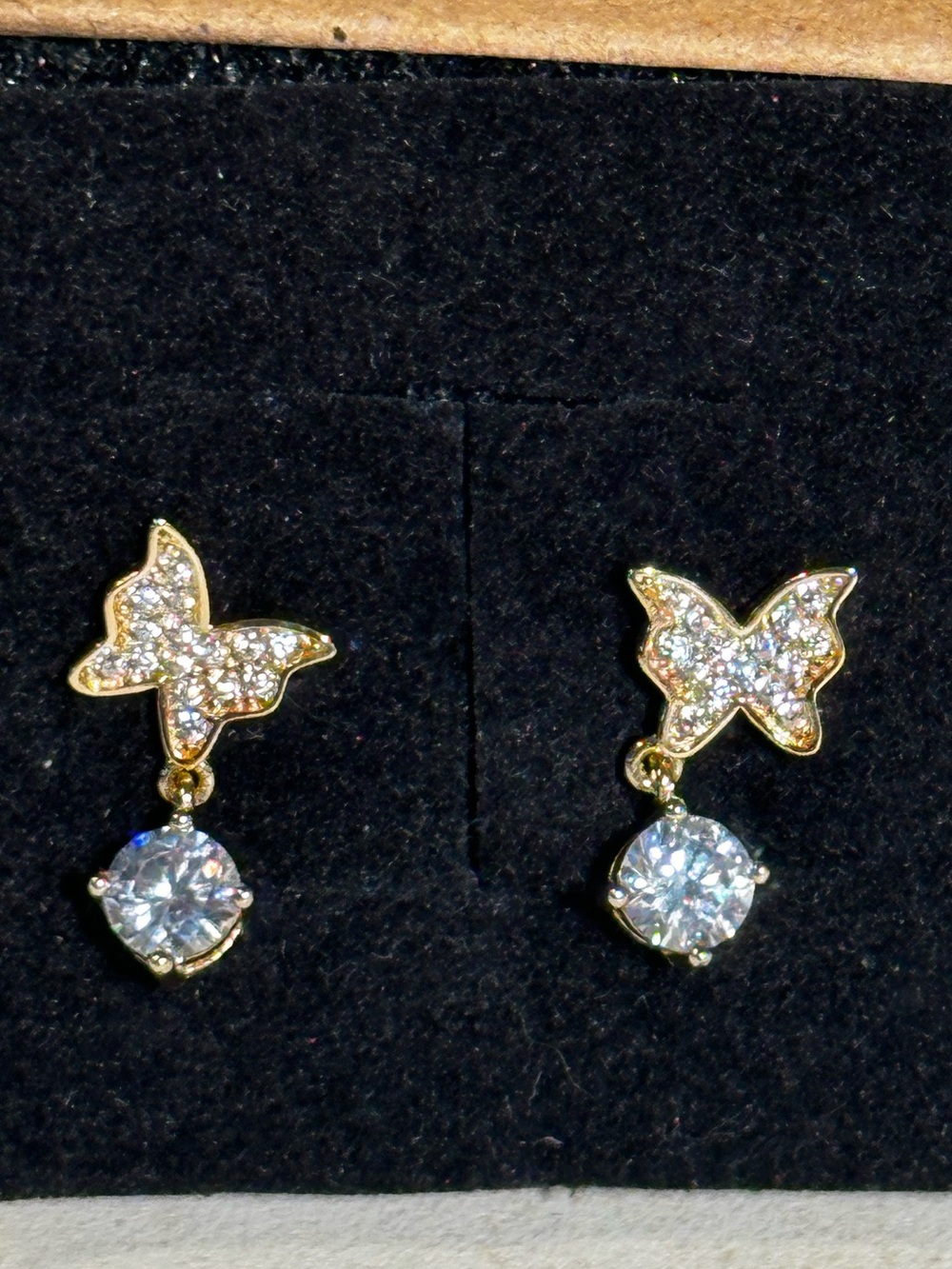 Butterfly 4mm CZ gold filled earrings. New